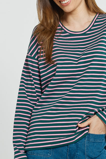 Vienna Stripe Long Sleeve Tshirt Green