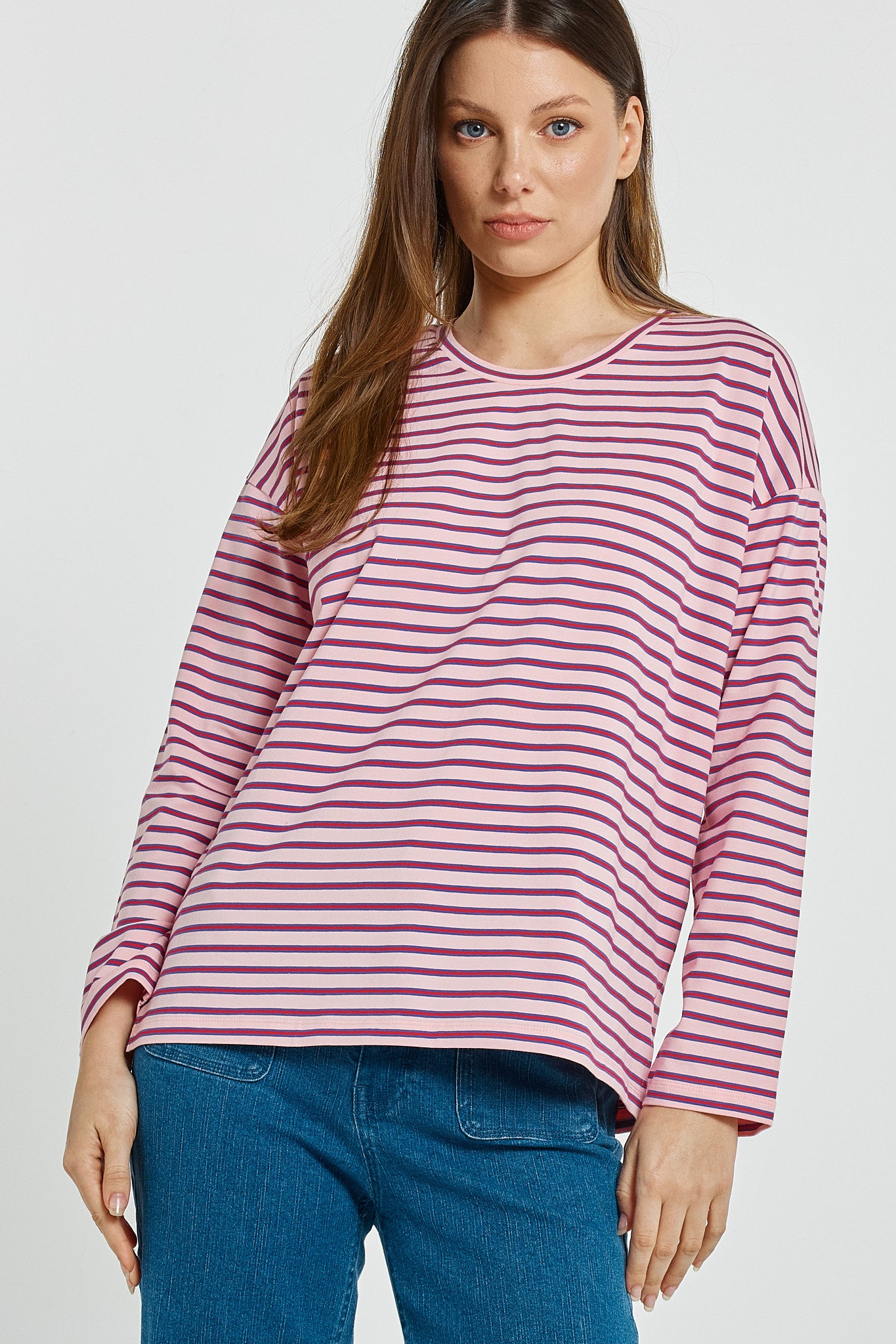 Vienna Stripe Long Sleeve Tshirt Pink