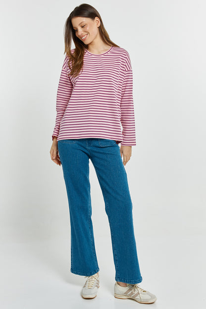 Vienna Stripe Long Sleeve Tshirt Pink