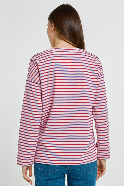 Vienna Stripe Long Sleeve Tshirt Pink