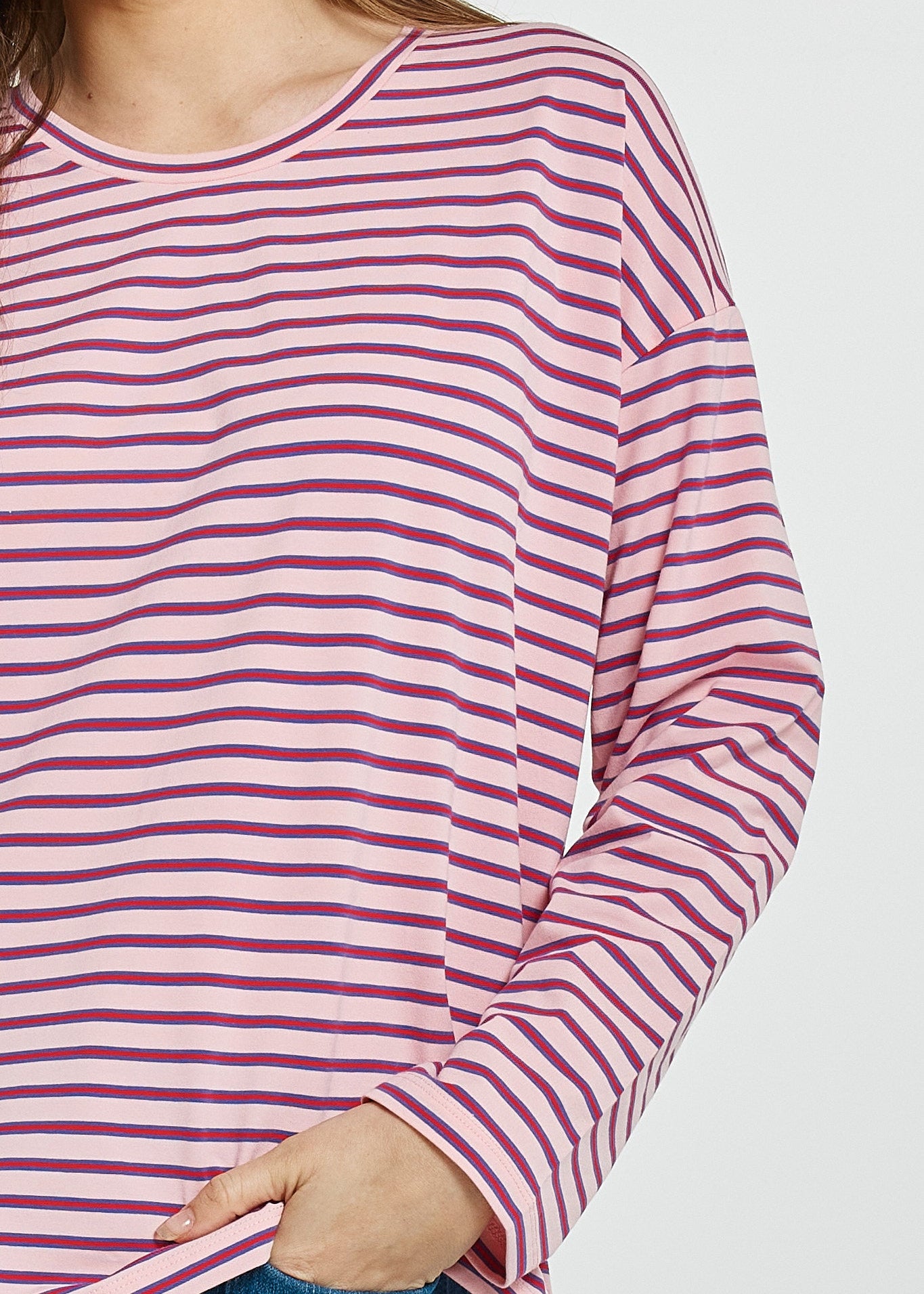 Vienna Stripe Long Sleeve Tshirt Pink