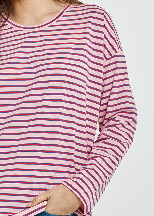Vienna Stripe Long Sleeve Tshirt Pink