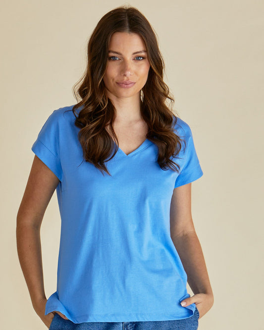 Tracy V-Neck Tshirt Blue