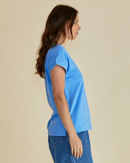 Tracy V-Neck Tshirt Blue
