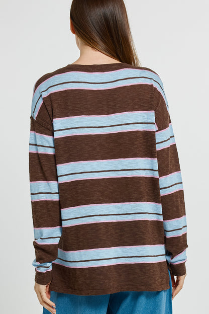 Natasha Knit Top in Chocolate Stripe