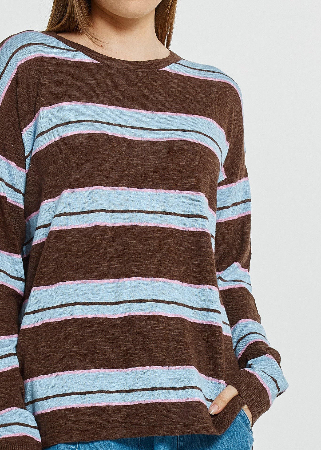 Natasha Knit Top in Chocolate Stripe