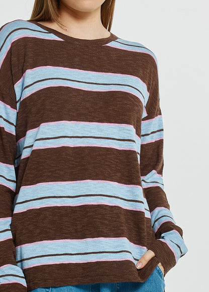 Natasha Knit Top in Chocolate Stripe