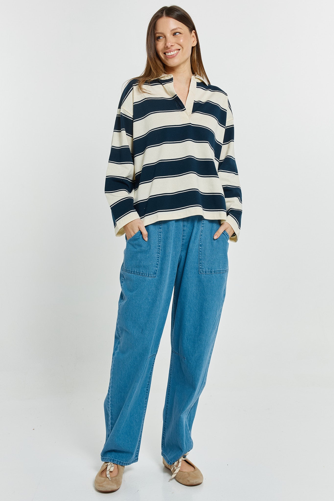 Roland Rugby Top Navy/Off White