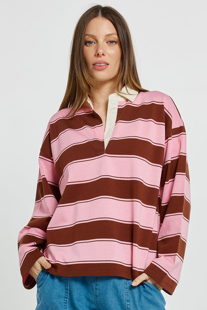 Roland Rugby Top Pink/Choc