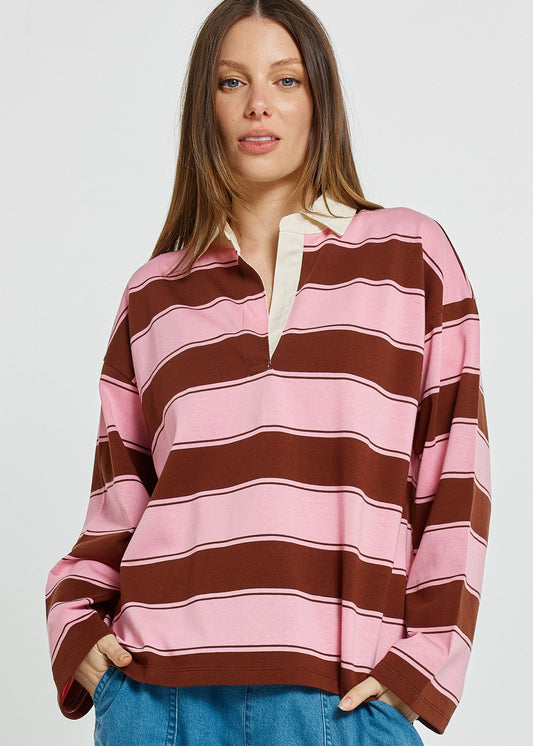 Roland Rugby Top Pink/Choc by BETTY BASICS