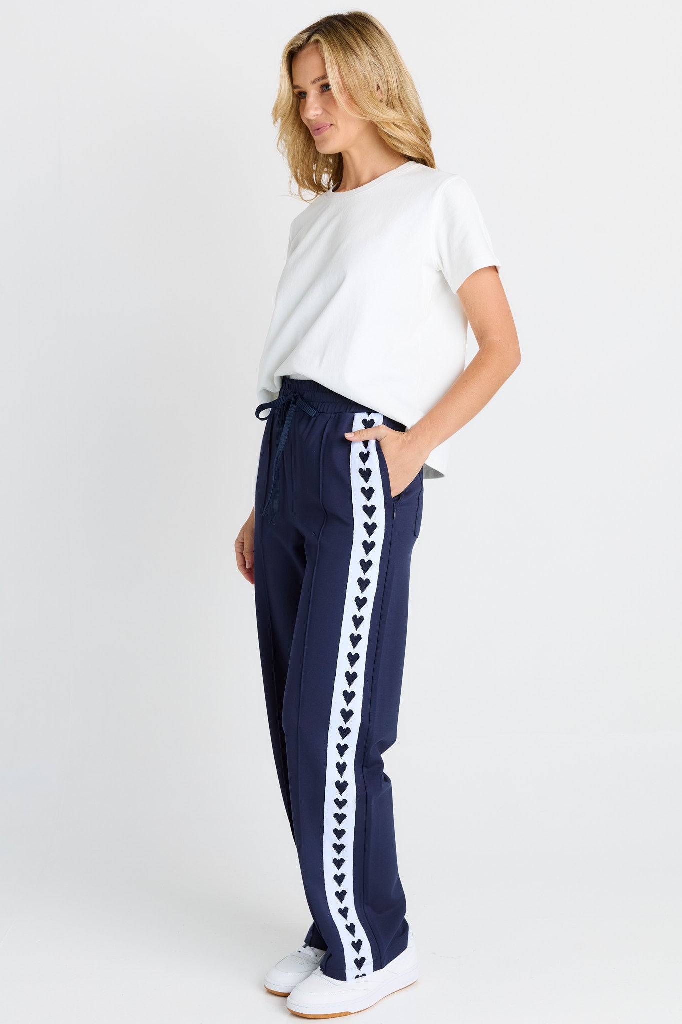 Jamie Navy Love Heart Trackpant by Betty Basics