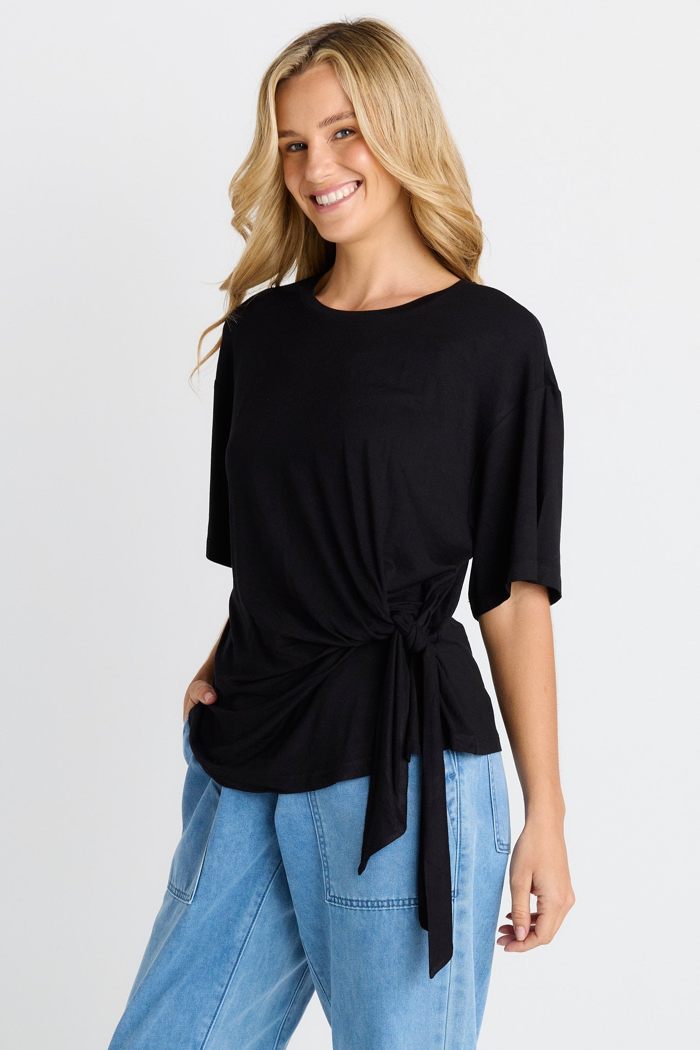 Knot Tee in Black by Betty Basics