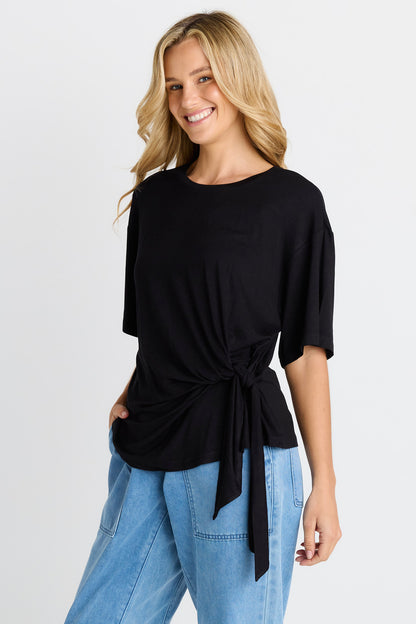 Knot Tee in Black by Betty Basics