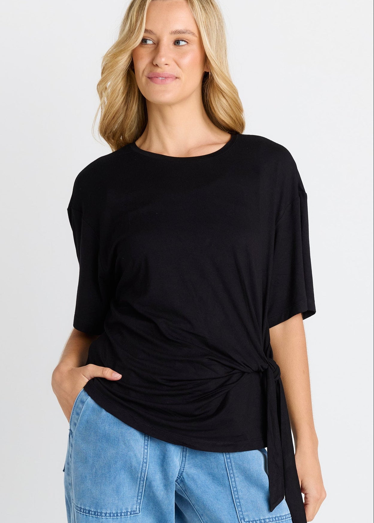 Knot Tee in Black by Betty Basics
