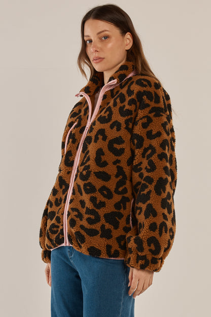 Jayne Fleece Jacket Animal Print