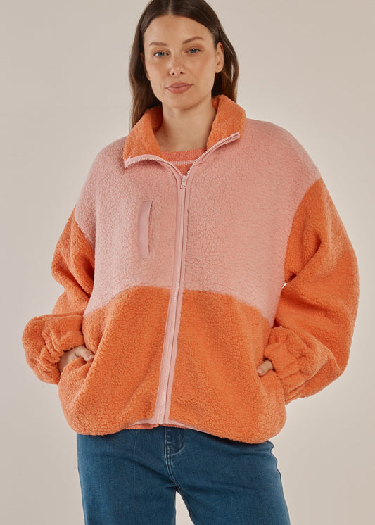 Jayne Fleece Jacket Pale Pink/Orange
