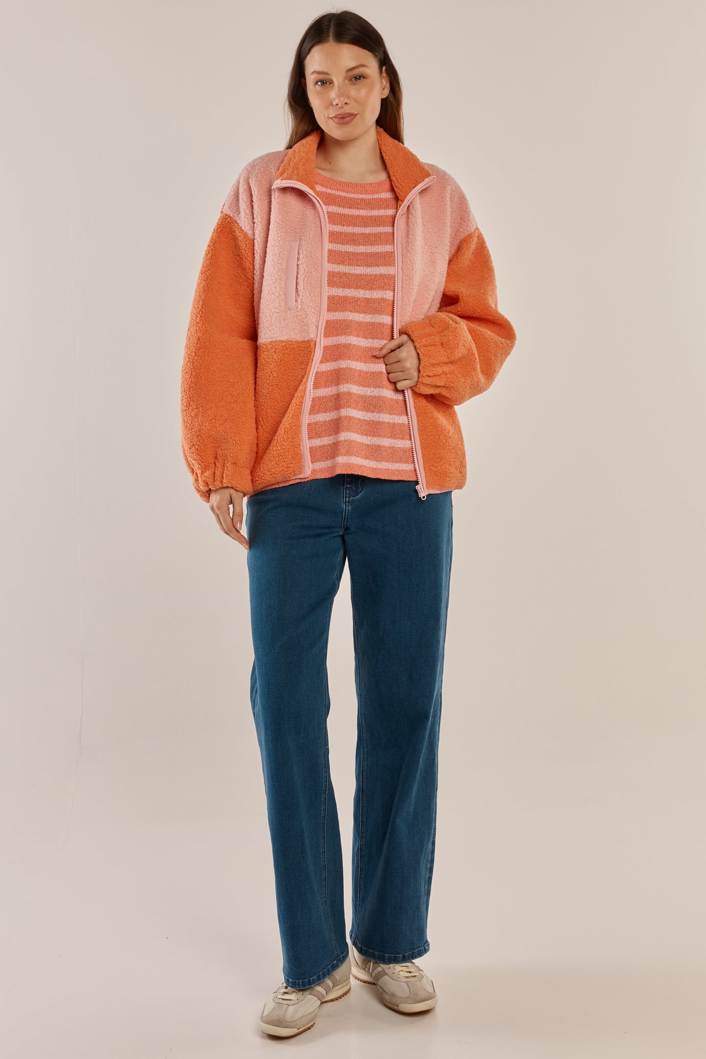 Jayne Fleece Jacket Pale Pink/Orange