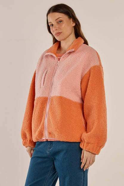 Jayne Fleece Jacket Pale Pink/Orange