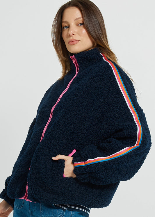 Aubrey Fleece Jacket Navy Rainbow