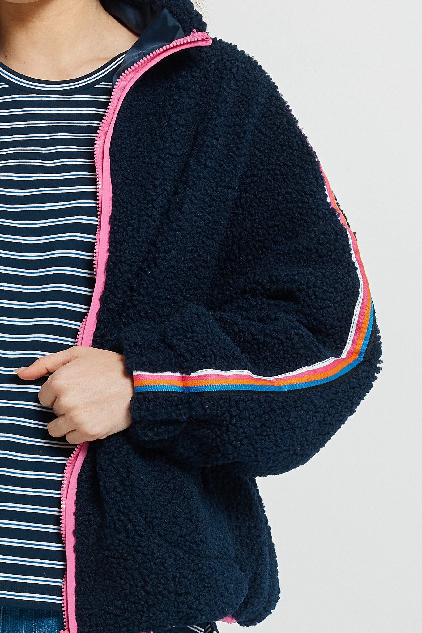 Aubrey Fleece Jacket Navy Rainbow