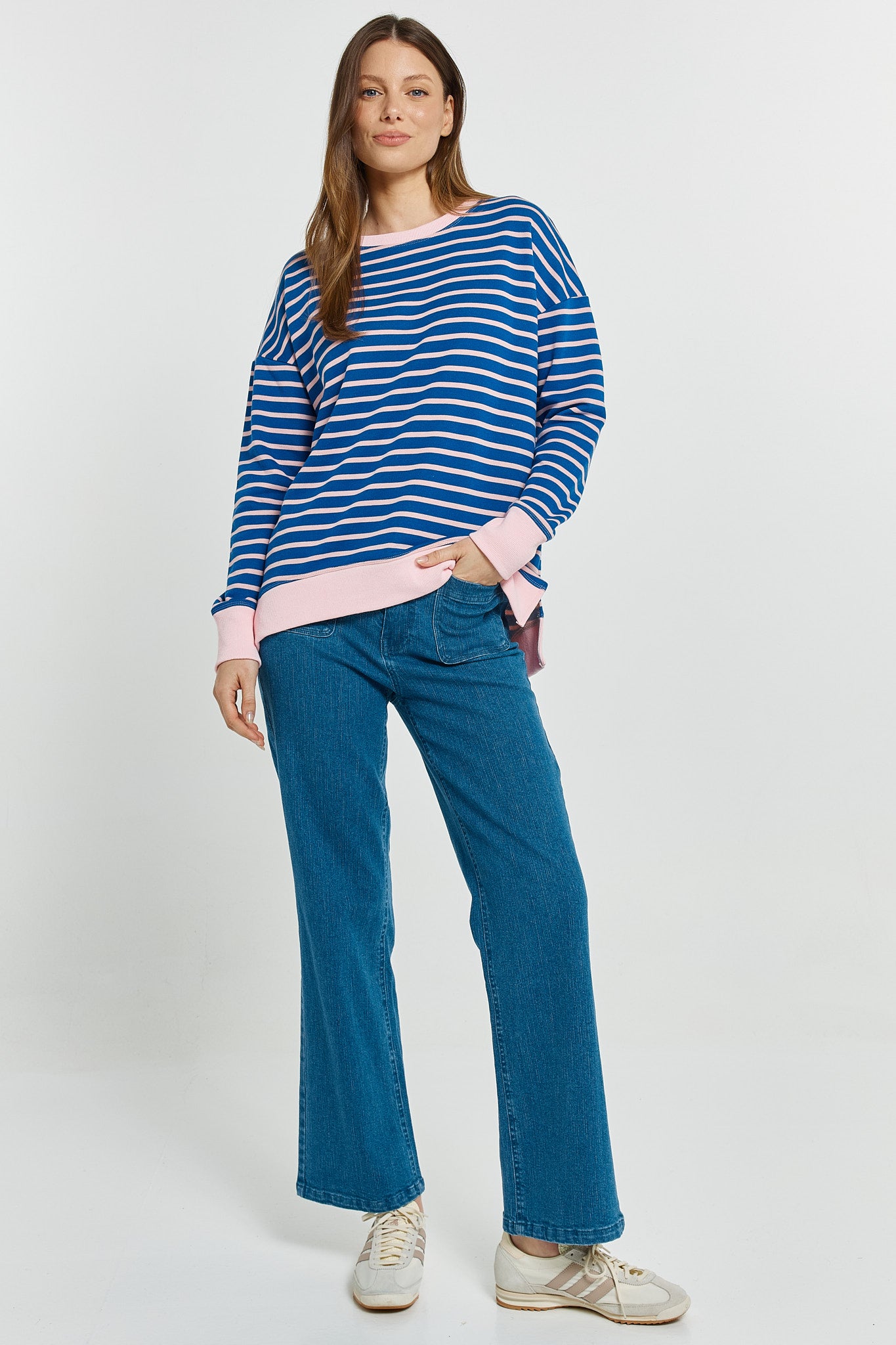 Tide Sweatshirt in Blue/Pink Stripe