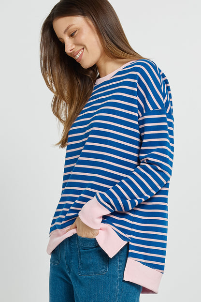Tide Sweatshirt in Blue/Pink Stripe