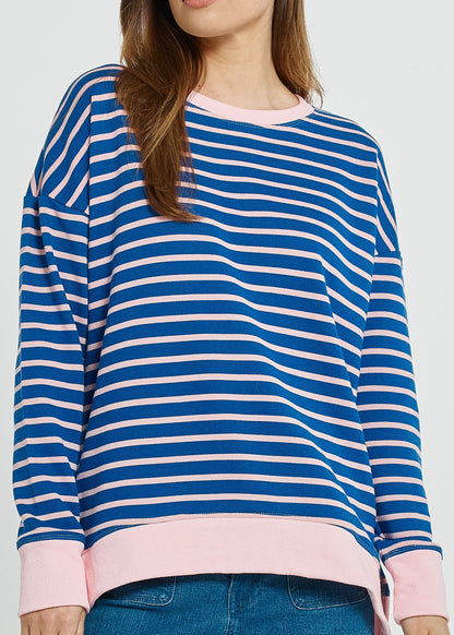 Tide Sweatshirt in Blue/Pink Stripe
