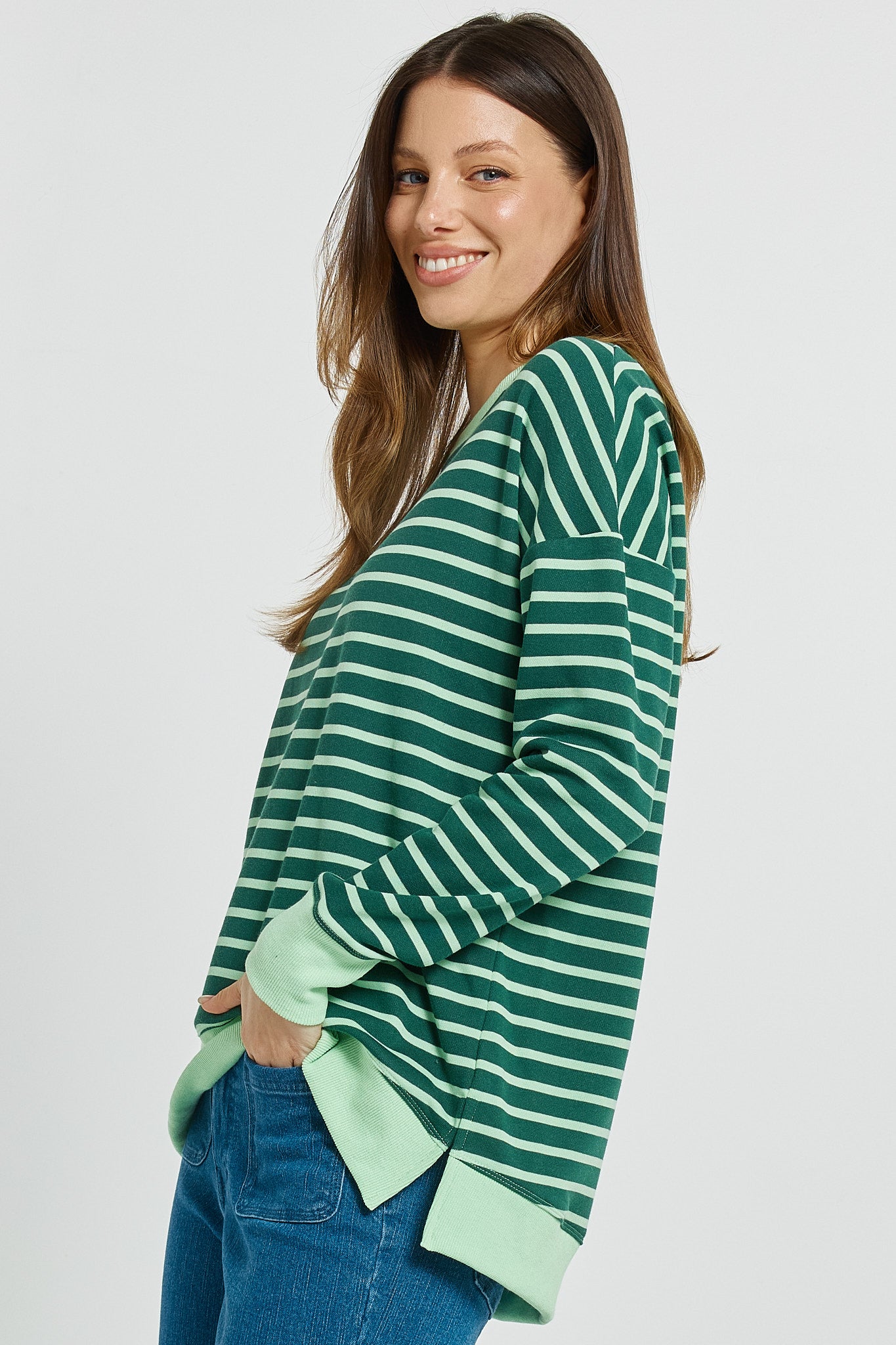 Tide Sweatshirt in Green Stripe