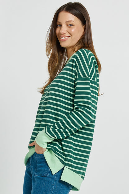 Tide Sweatshirt in Green Stripe