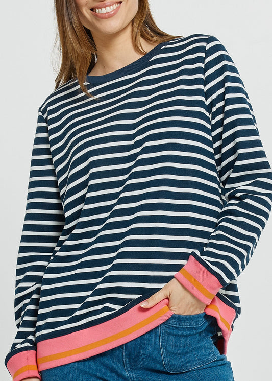 Tyra Sweatshirt in Navy/White Stripe