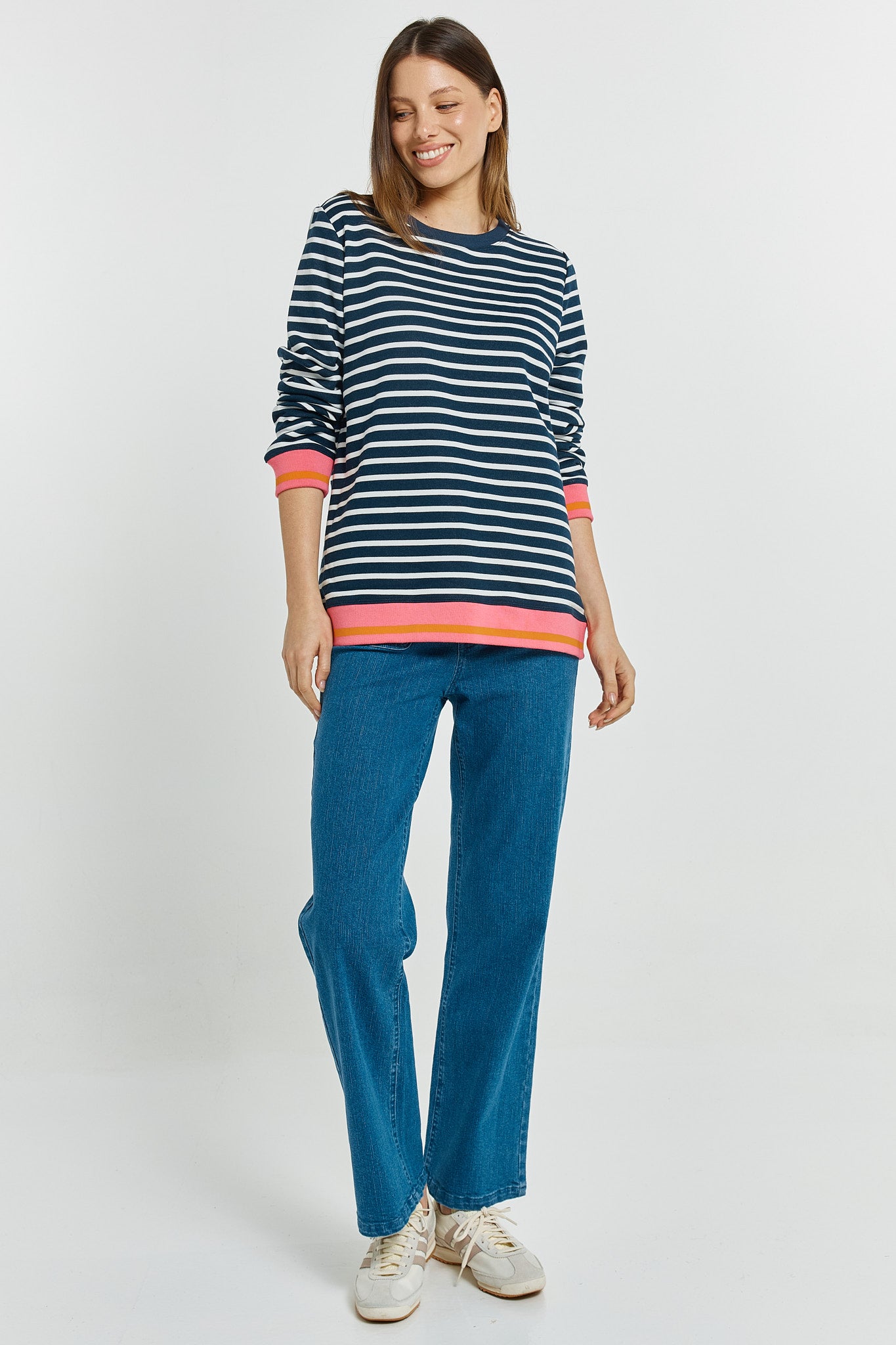Tyra Sweatshirt in Navy/White Stripe