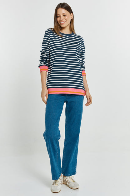 Tyra Sweatshirt in Navy/White Stripe