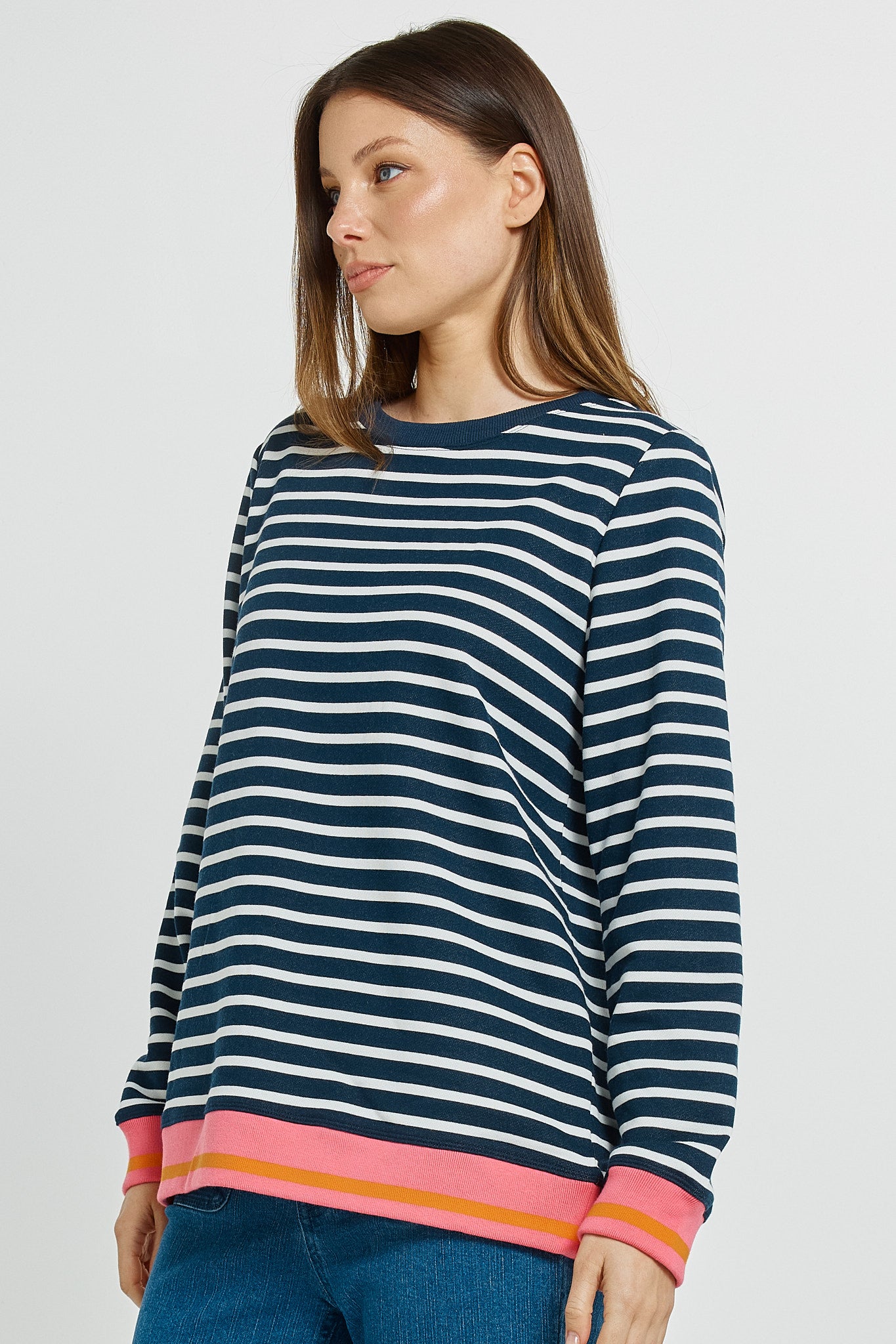 Tyra Sweatshirt in Navy/White Stripe