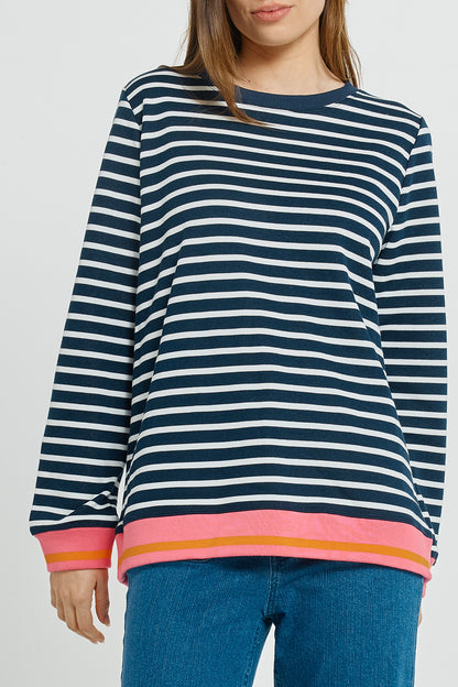 Tyra Sweatshirt in Navy/White Stripe
