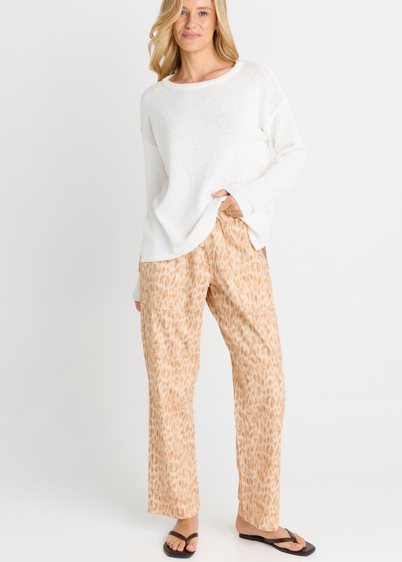 Quinn Denim Cotton Jogger in Ocelot