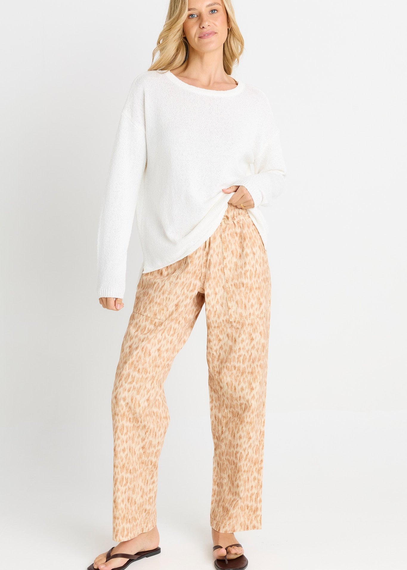 Quinn Denim Cotton Jogger in Ocelot