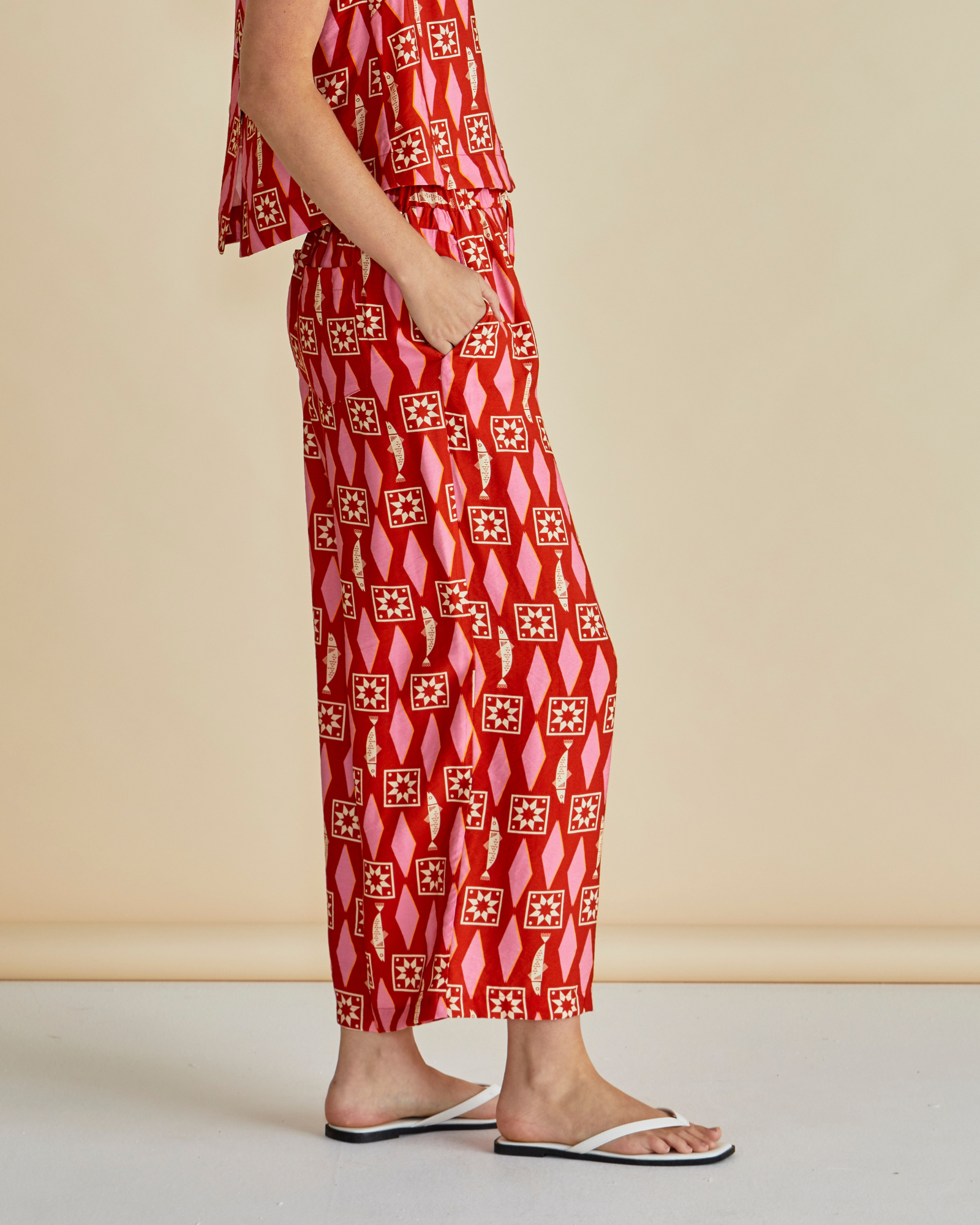 Copacabana Pant Sardinia Print betty basics stockist loloma living tamborine mountain clothing boutique