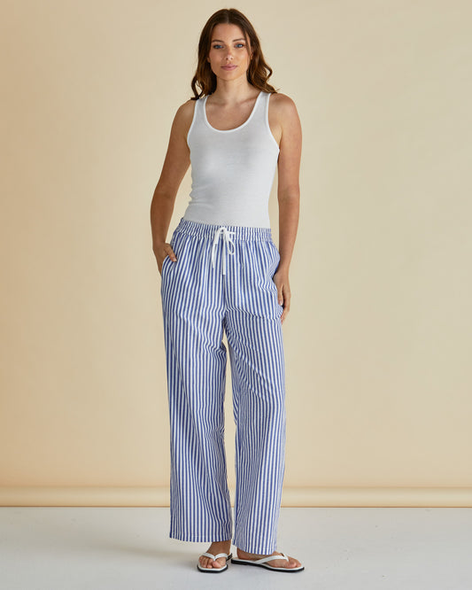 betty basics at loloma living on tamborine mountain georgie pant navy stripe