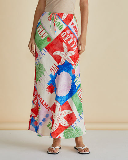 Brooke Bias Skirt in Seashell Print