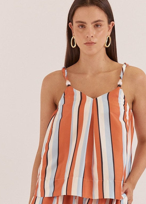 Fran Tank in Multi Stripe Print Orange by SASS