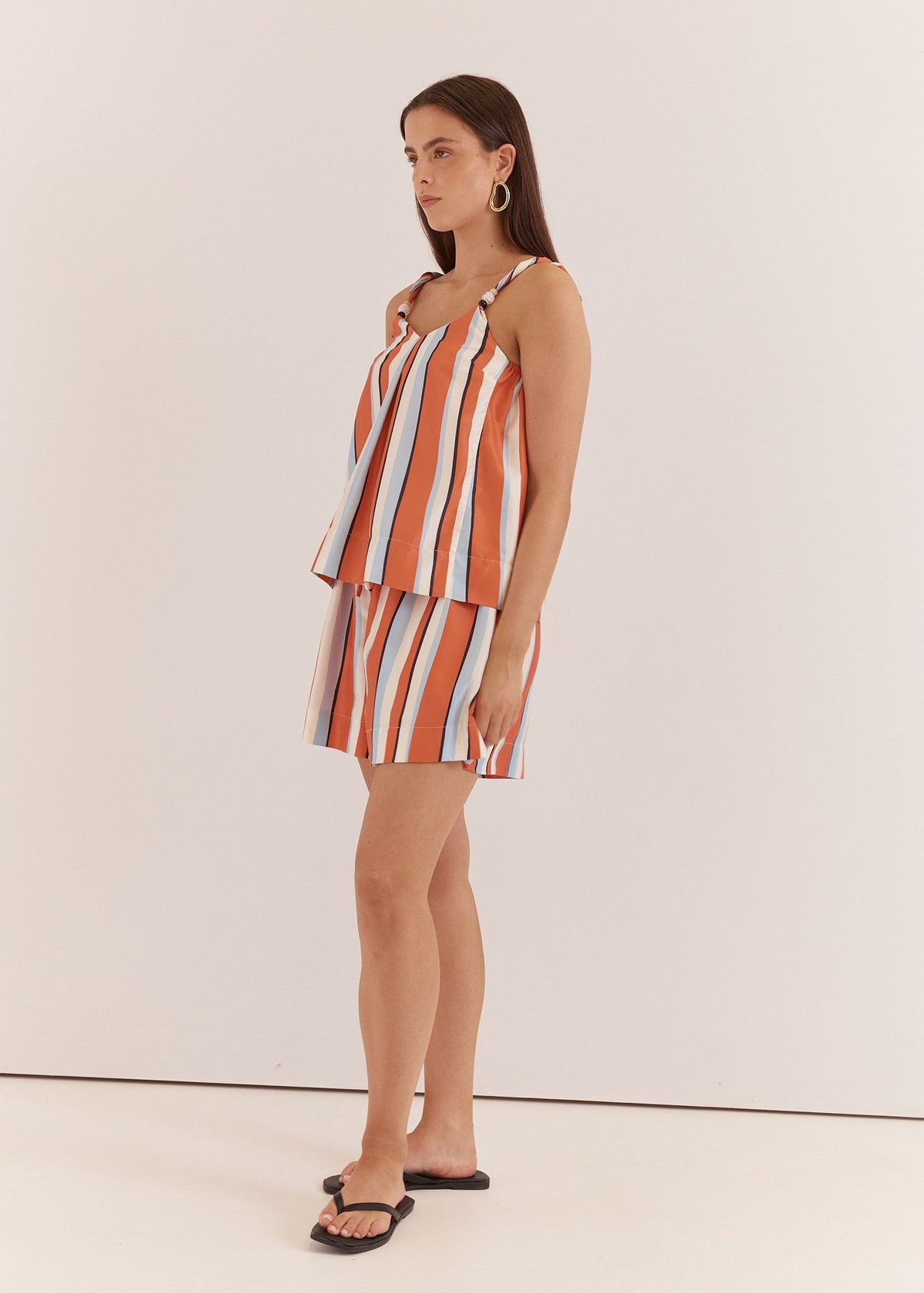 Fran Tank in Multi Stripe Print Orange by SASS
