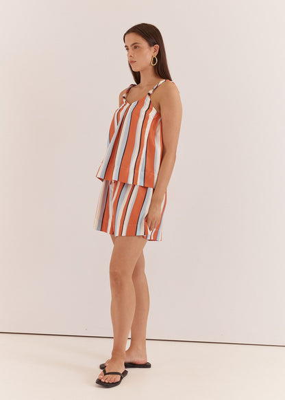 Fran Tank in Multi Stripe Print Orange by SASS