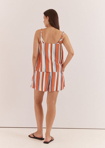 Fran Tank in Multi Stripe Print Orange by SASS