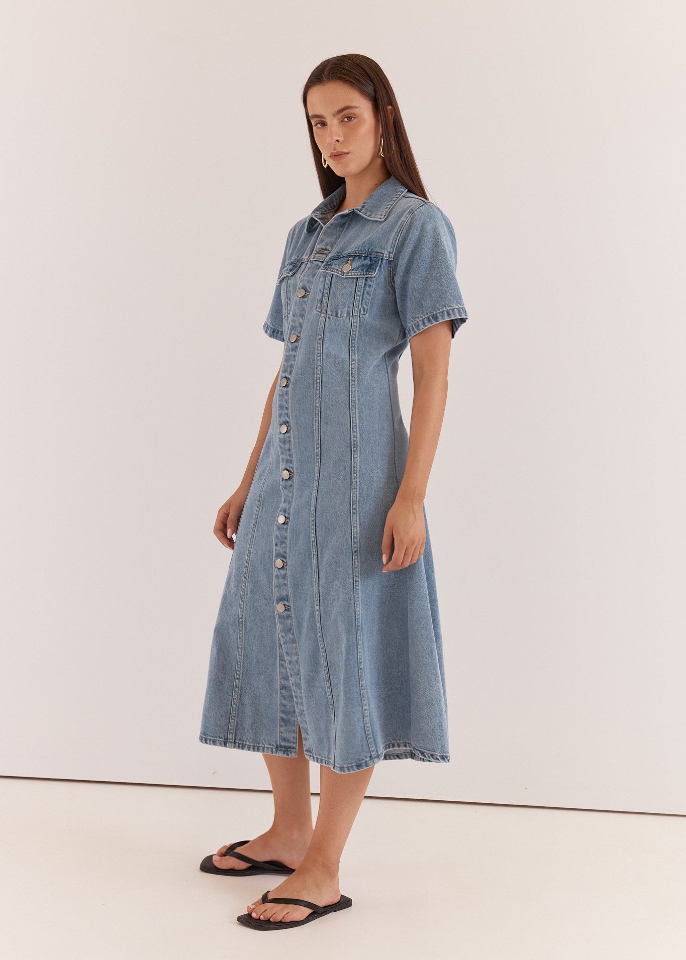 Kara Denim Midi Dress in 90's Blue by SASS