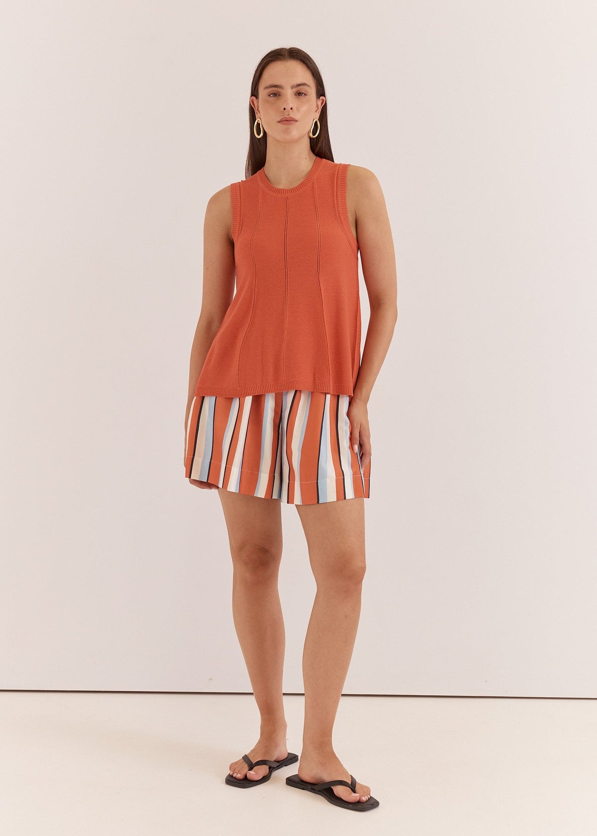 Krista Pointelle Tank in Burnt Orange by SASS