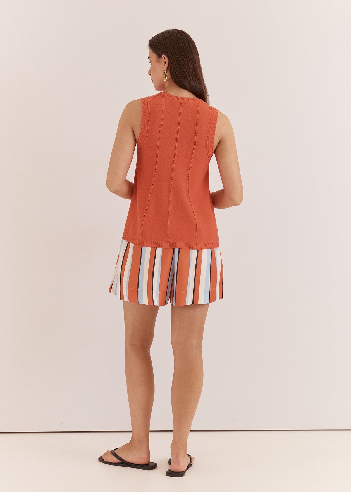 Krista Pointelle Tank in Burnt Orange by SASS