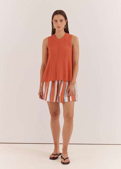 Krista Pointelle Tank in Burnt Orange by SASS