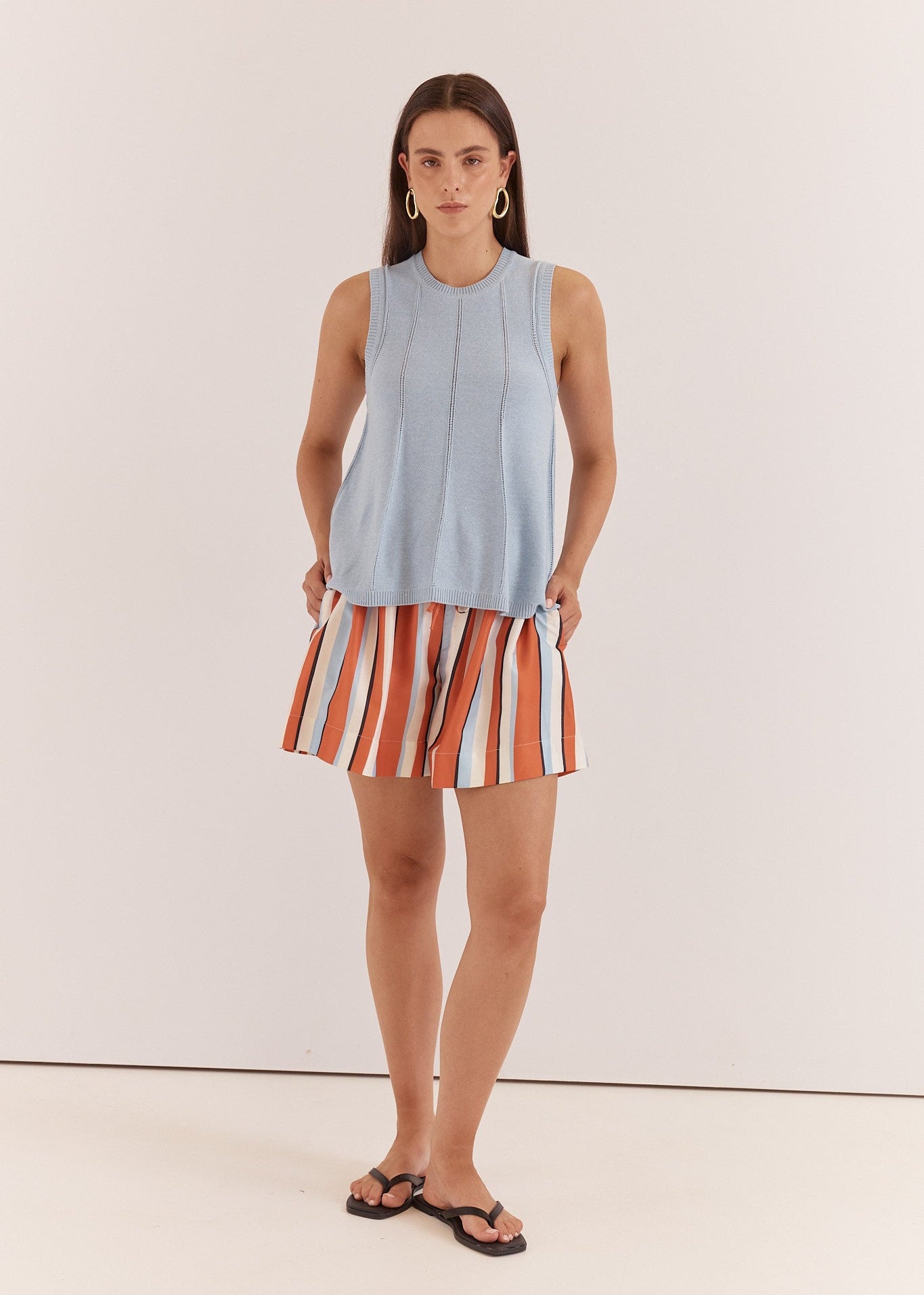 Krista Pointelle Tank in Pale Blue by SASS