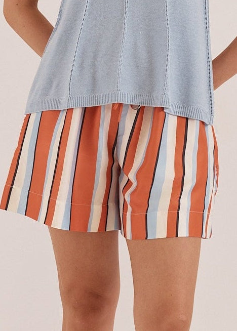 Sarah Relaxed Short in Multi Stripe Print Orange by SASS