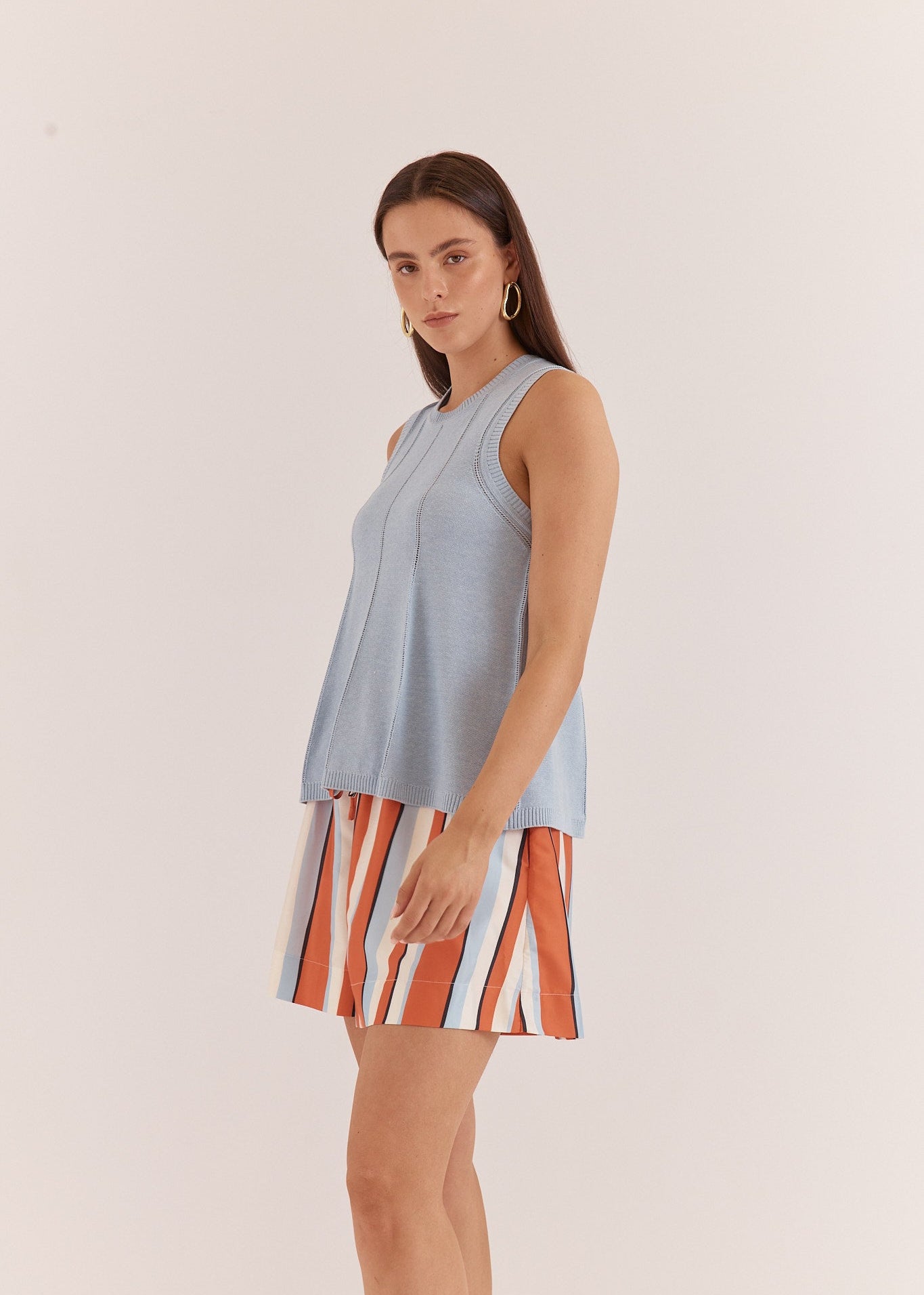Krista Pointelle Tank in Pale Blue by SASS